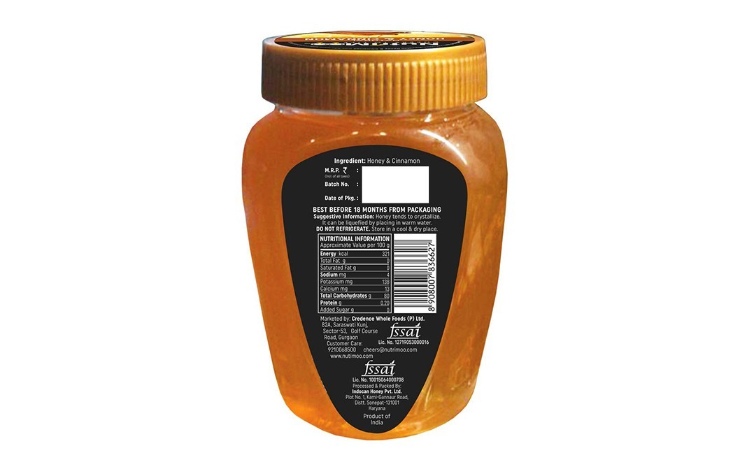 Nutrimoo Natural Honey & Cinnamon    Plastic Jar  500 grams